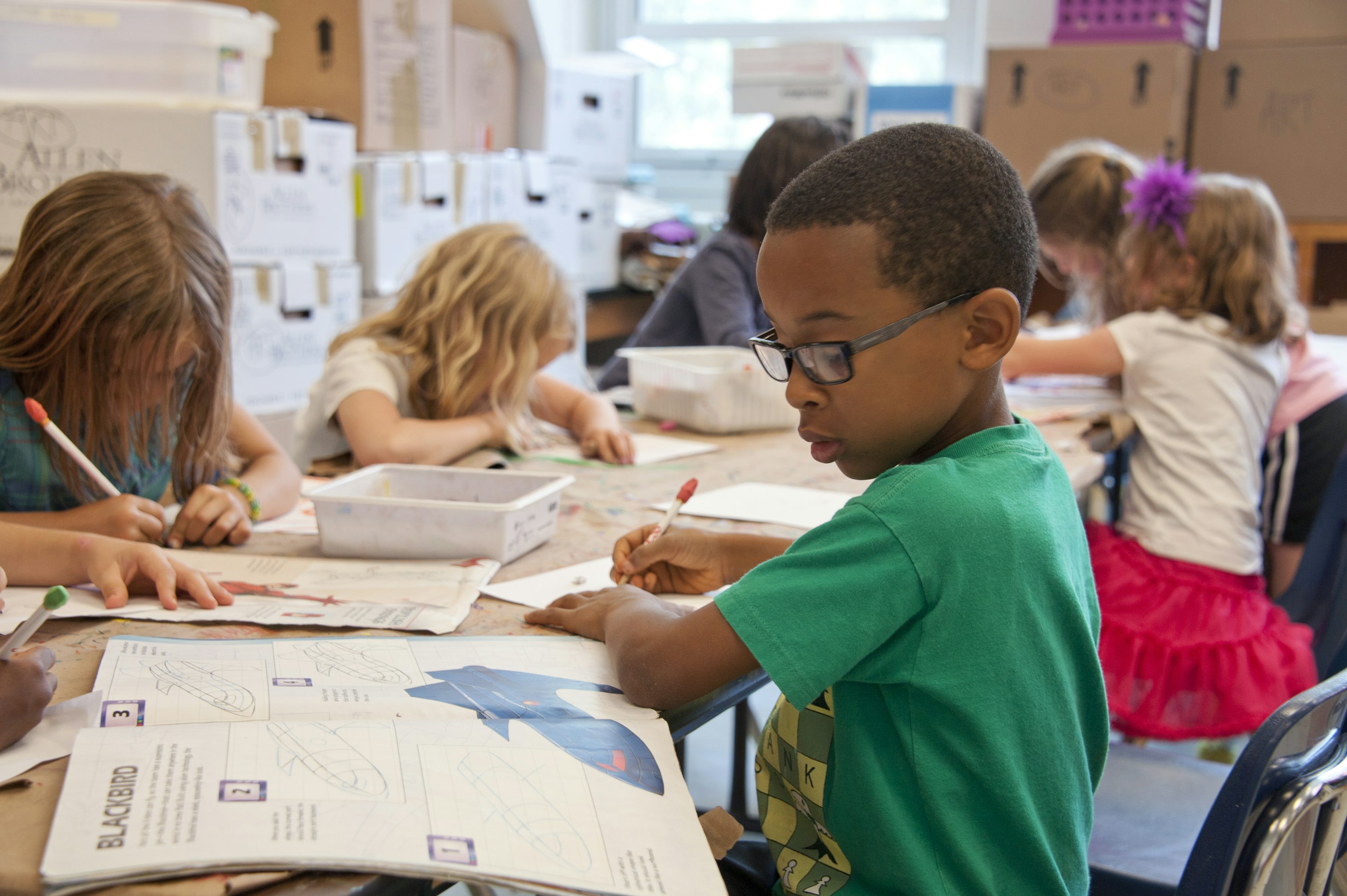Australian primary school classroom with students learning together
